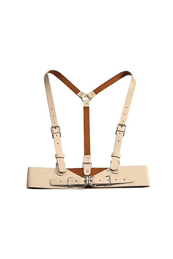 Punk Taille Harnais Ceinture en Cuir Poitrine Ceinture Extensible Noir Gilet Gothique Ceinture Chaîne à La Taille Ajustable C