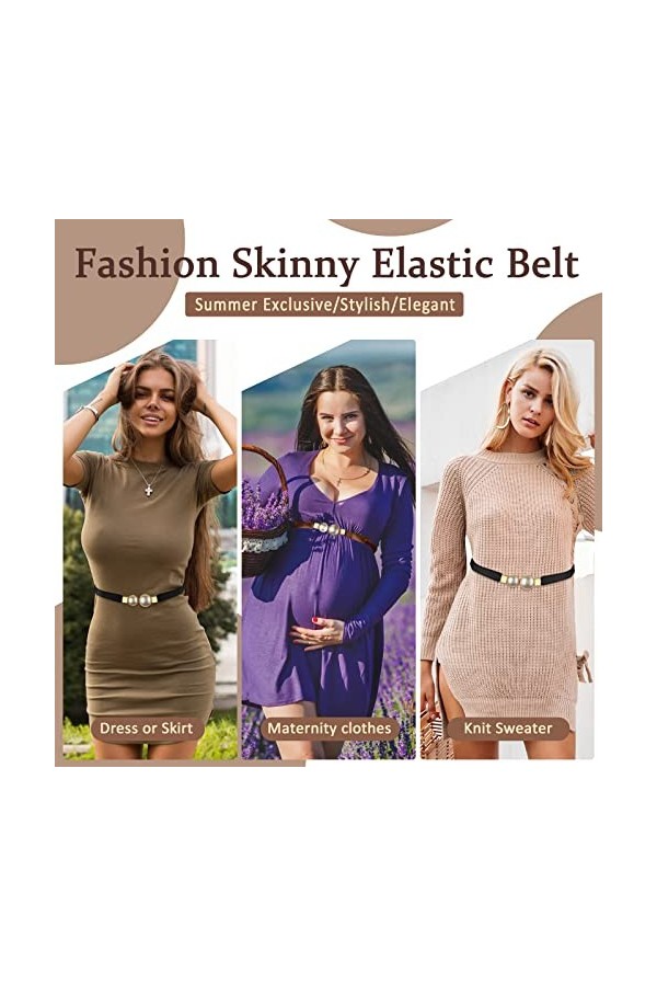 2 Pièces Ceintures Fines pour Femme Skinny, Ceinture Femme pour Robe Réglable, Ceinture PU Fine Femmes avec Une Boucle à épin