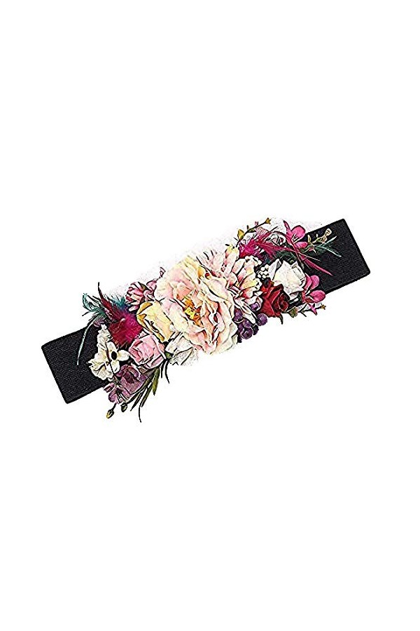 Ceinture de mariage élargie Ceinture de fleurs élastiques Ceinture de fleurs artificielles pour femmes