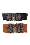 TSHAOUN 2 Pièces Ceinture femme Élastique, Large Ceinture Vintage, Ceinture Extensible Vintage avec Boucle Métallisée, Ceintu