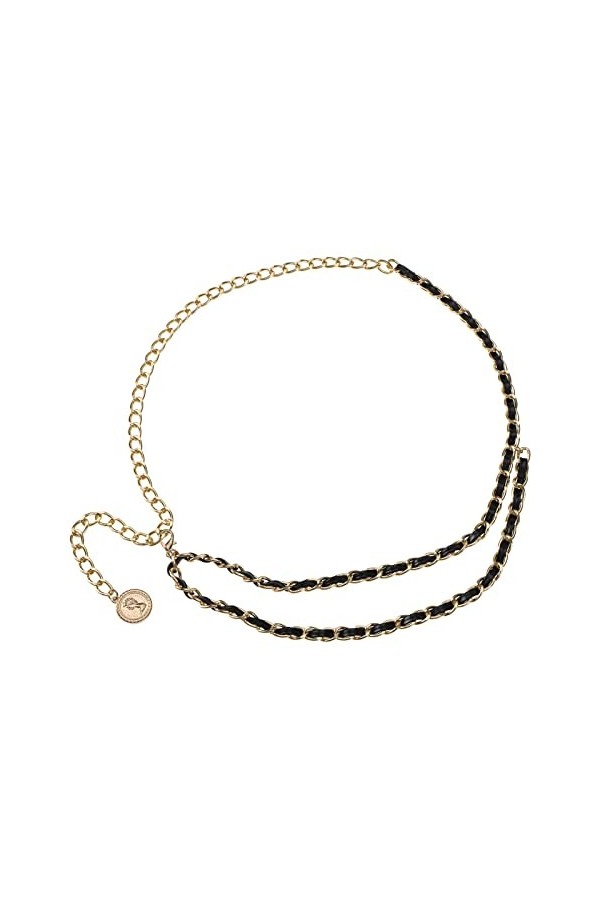 OTOTEC Maigre Chaîne Ceinture Femmes Couches Ceinture Réglable Mince Ceinture en Cuir Métal Chaîne Lien Ceinture pour 50~95cm