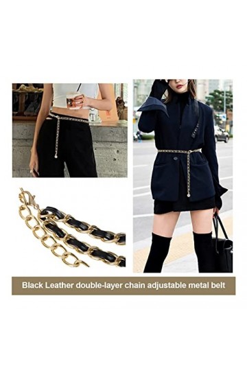 OTOTEC Maigre Chaîne Ceinture Femmes Couches Ceinture Réglable Mince Ceinture en Cuir Métal Chaîne Lien Ceinture pour 50~95cm