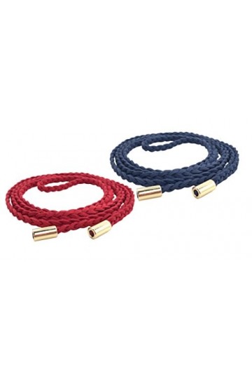 TeeYee Ceinture Fine Longue Tressée Femmes en Cuir PU Uni Basique rouge+bleu marine 