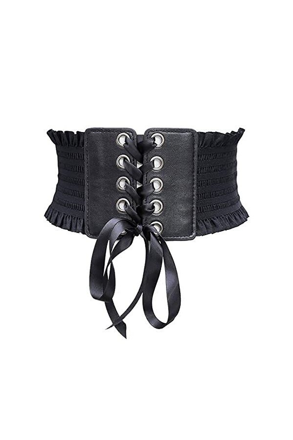 Meschett Ceinture de taille élastique à lacets large pour femmes,ceinture de corset de taille élastique pour pardessus de rob