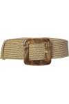 Ceinture de taille pour femme en paille tissée Accessoire pour femme Jeans Robes Pantalons, Noir , taille unique