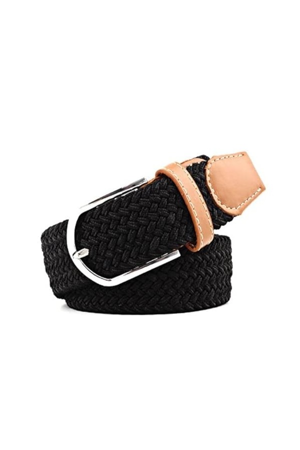 LYFANG 1 ceinture élastique tendance en toile pour femme avec boucle tricotée réglable pour jeans