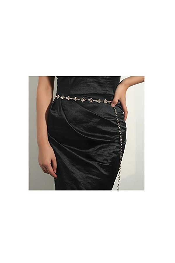 TIREOW Ceinture De Robe De Ceinture Mince De Perle De Mode De Dames, Robe Ceinture Anneau En Métal, Ceinture Longue Chaîne Ré
