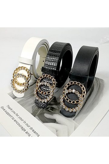 SAIBAO Ceinture en Strass Brillant Dames Jeans Ceintures pour Femmes de Haute qualité Marque de Luxe G Ceinture Femme Taille 