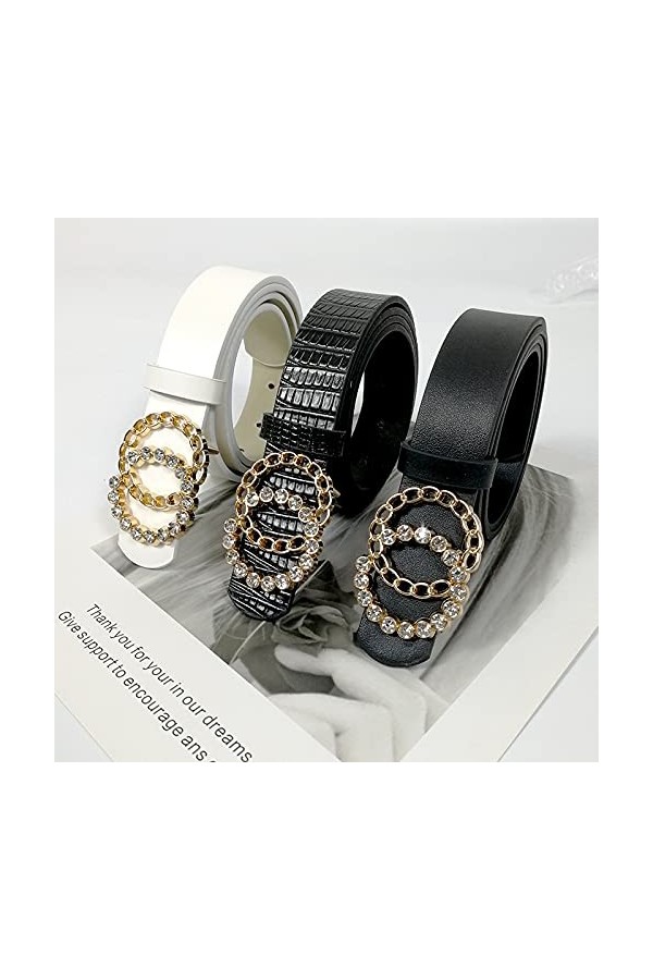 SAIBAO Ceinture en Strass Brillant Dames Jeans Ceintures pour Femmes de Haute qualité Marque de Luxe G Ceinture Femme Taille 