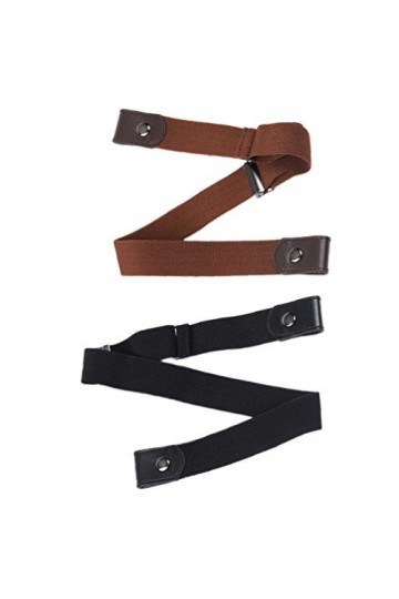 Amosfun Lot de 2 Ceintures Extensibles pour Femme avec Boucle Plate - sans Perforation - pour Jeans, Pantalons, Robes