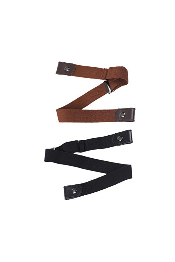 Amosfun Lot de 2 Ceintures Extensibles pour Femme avec Boucle Plate - sans Perforation - pour Jeans, Pantalons, Robes