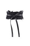 Amosfun Ceinture de mariage en dentelle avec nœud en cuir noir et dentelle pour robe de mariée