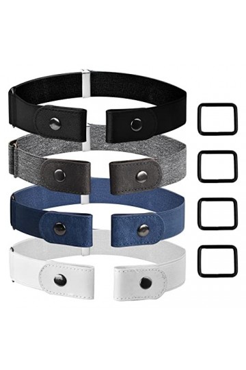 Laughhe 4 Pièces Ceinture Femme Homme Réglable, Ceinture Sans Boucle, Ceinture pour Jeans Pantalon Robe, Dégagement Rapide Ce