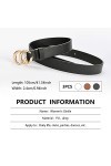 Boucle Ronde Ceinture en Cuir PU,3 Pièces Ceinture Boucle Cuir Femme avec Design de Double Joint Torique pour Jeans Robe Dame