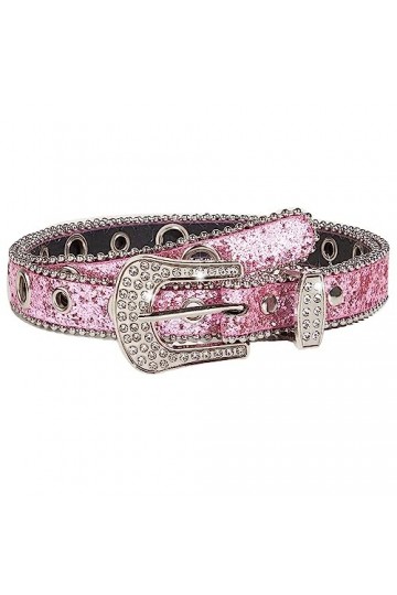Ceinture élégante au design vintage avec des rivets et des strass,Ceinture Extensible Vintage avec Boucle Métallisée, ajustab