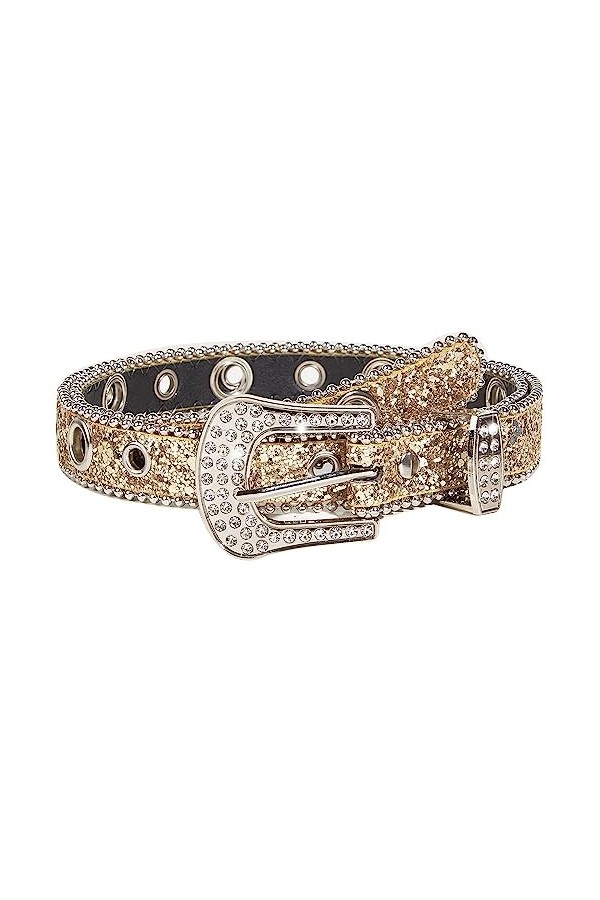 Ceinture élégante au design vintage avec des rivets et des strass,Ceinture Extensible Vintage avec Boucle Métallisée, ajustab