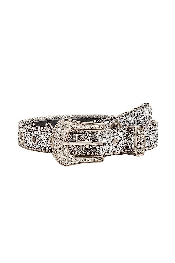 Ceinture élégante au design vintage avec des rivets et des strass,Ceinture Extensible Vintage avec Boucle Métallisée, ajustab
