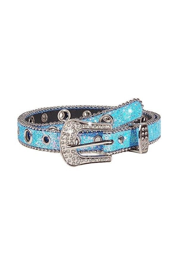 Ceinture élégante au design vintage avec des rivets et des strass,Ceinture Extensible Vintage avec Boucle Métallisée, ajustab