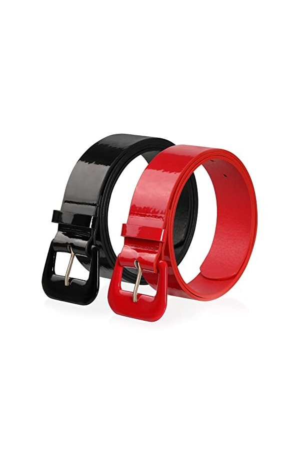 Kajeer Ceinture en cuir pour Femme - 2 pièces de la Largeur de 3,8 cm de ceinture à boucle ardillon en cuir PU rétro avec jea