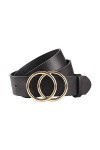 Amasawa Femme Ceinture Cuir Pu, Cuir Pu Ceinture Mode, Ceinture Boucle Cuir Femme, Boucle Ronde Ceinture Cuir, avec Double Bo