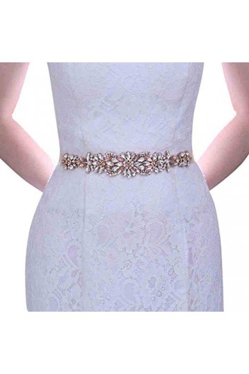 Azaleas S423 Ceinture de mariage en or rose avec strass pour femme, Rose vigne., taille unique