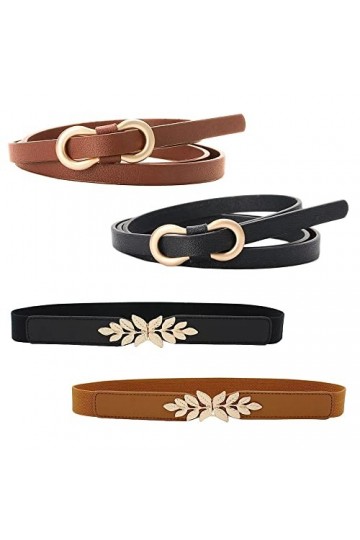 Hazrcvr Ceinture Extensible Sans Boucle 4 Pièces Ceinture pour Robe Ceinture Sans Boucle Ceinture Fine Elastique Ceinture Éla