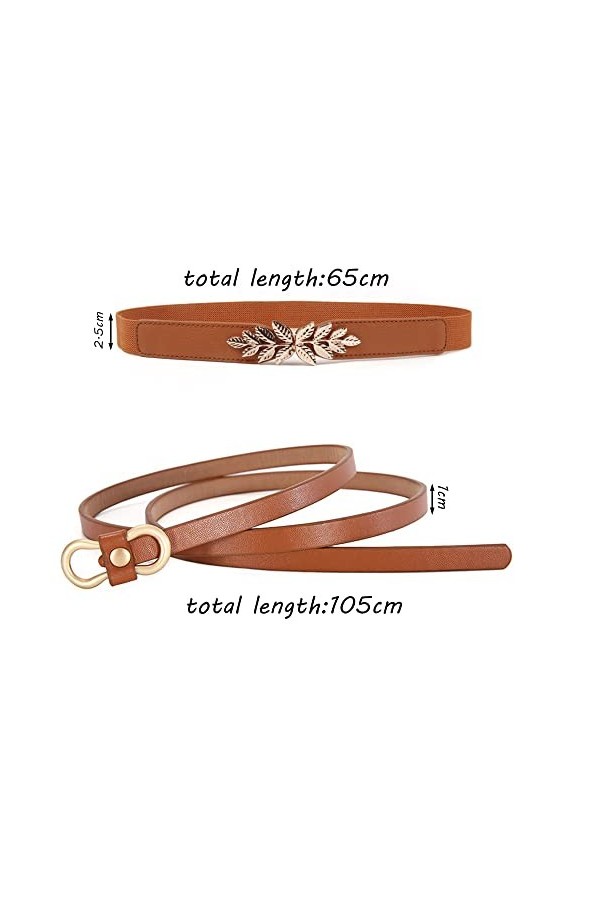 Hazrcvr Ceinture Extensible Sans Boucle 4 Pièces Ceinture pour Robe Ceinture Sans Boucle Ceinture Fine Elastique Ceinture Éla