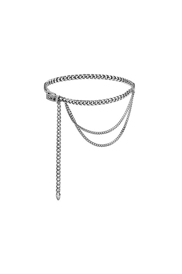 JIAHAICHI Ceinture Femme -Mode Ceinture Chaîne Alliage Ceinture Taille Réglable Silber 