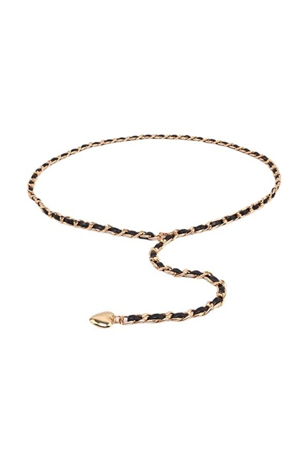 YUTTTPL Ceinture à Chaînes pour Femmes, Perle Coeur Longue Ceinture Pendentif Réglable Ceinture Métallique Tressée pour Robes