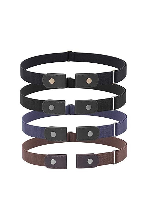 JasGood Lot de 2 ceintures élastiques sans boucle pour homme ou femme, sans boucle, pas de renflement, ceinture invisible, 9-
