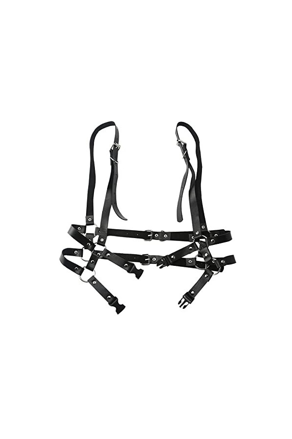 Punk Taille Harnais Ceinture Harnais Gothique Punk Taille Femme Harnais punk en cuir noir pour femme Ceintures de gilet régla