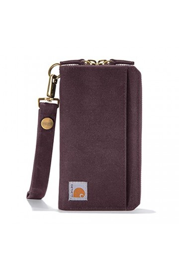 Carhartt Portefeuille en Toile Robuste pour Femme, Disponible en Plusieurs Styles et Couleurs, Pochette en Nylon Canard vin 
