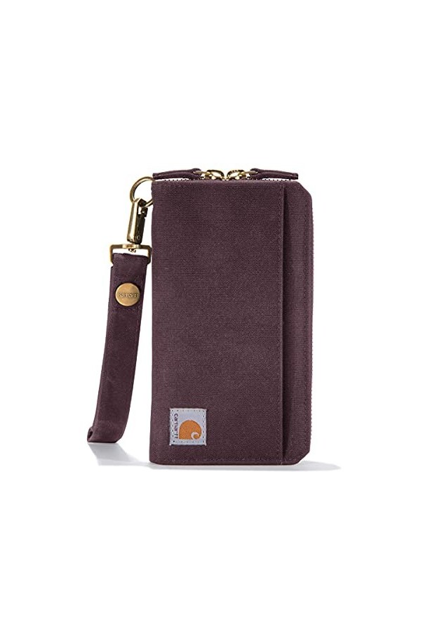 Carhartt Portefeuille en Toile Robuste pour Femme, Disponible en Plusieurs Styles et Couleurs, Pochette en Nylon Canard vin 