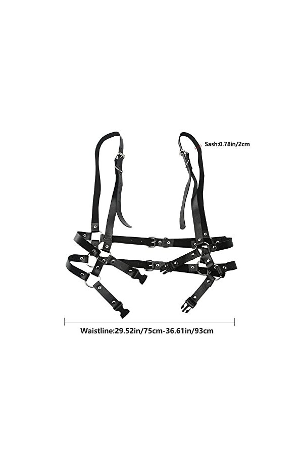 Punk Taille Harnais Ceinture Harnais Gothique Punk Taille Femme Harnais punk en cuir noir pour femme Ceintures de gilet régla