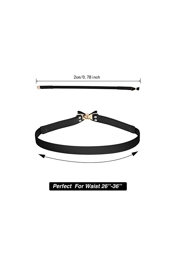 3 Pièces Ceinture Fine Femme Ceinture Élastique Mince pour Robe - Noir / MArron / Blanc - Taille unique