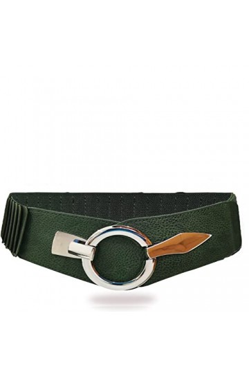 Glamexx24 Ceinture élastique pour femme - 6 cm de large - Anneau argenté, Flocons rouge foncé, 85cm Taillenweite 76-108cm 