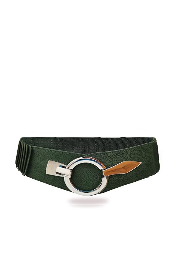 Glamexx24 Ceinture élastique pour femme - 6 cm de large - Anneau argenté, Flocons rouge foncé, 85cm Taillenweite 76-108cm 