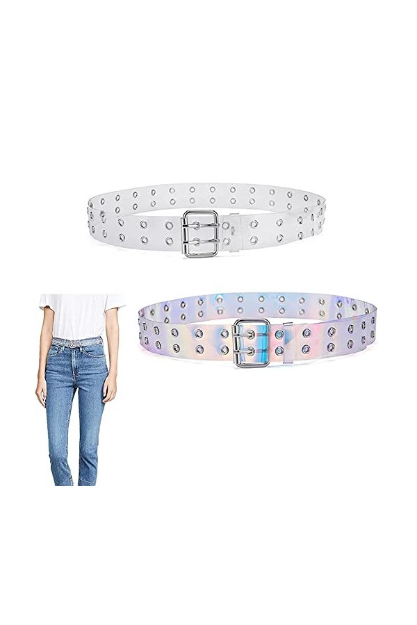 Yzswdox 2 Pièces Ceintures à Double Œillet, Ceintures Transparente, Ceinture Transparente PVC, pour les Robes de Tous les Jou