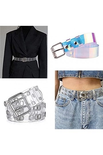Yzswdox 2 Pièces Ceintures à Double Œillet, Ceintures Transparente, Ceinture Transparente PVC, pour les Robes de Tous les Jou