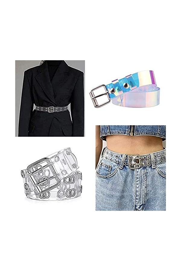 Yzswdox 2 Pièces Ceintures à Double Œillet, Ceintures Transparente, Ceinture Transparente PVC, pour les Robes de Tous les Jou
