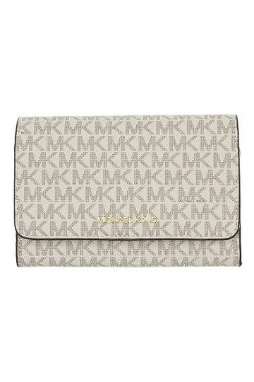 Michael Kors Womens 35F0GTVC8B Jet Set Travel Medium Multifunction Phone Xbody Crossbody Bag Wallet Vanilla 