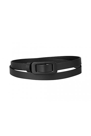 Allegra K Ceinture fine non poreuse à boucle rectangulaire, ceintures de grande taille pour robe en jean Noir Fit waist up to