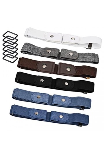 Nizirioo Ceinture Extensible sans Boucle: 6 Pièces Ceinture Sans Boucle Élastique Invisible, Adjustable Ceinture Élastique In