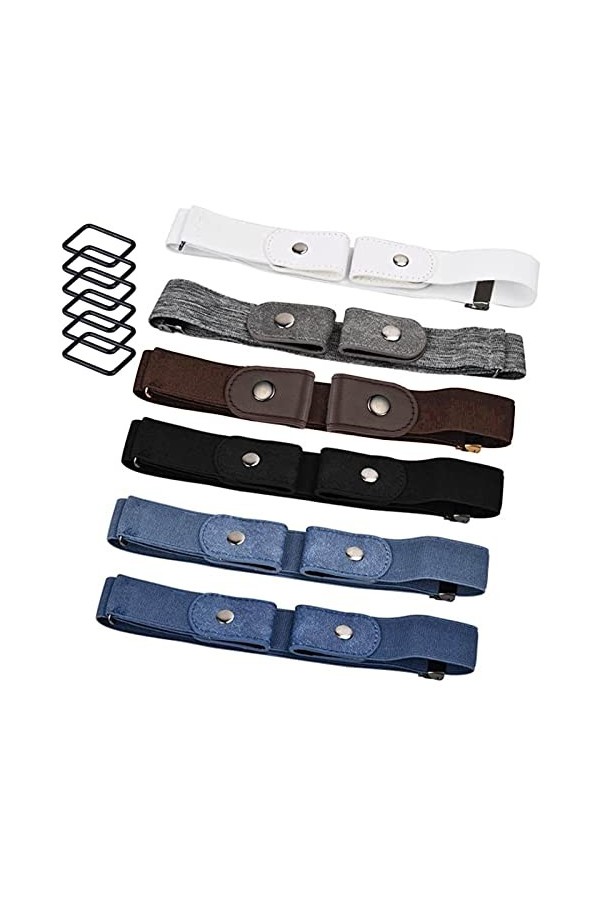 Nizirioo Ceinture Extensible sans Boucle: 6 Pièces Ceinture Sans Boucle Élastique Invisible, Adjustable Ceinture Élastique In