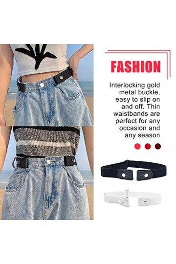 Nizirioo Ceinture Extensible sans Boucle: 6 Pièces Ceinture Sans Boucle Élastique Invisible, Adjustable Ceinture Élastique In