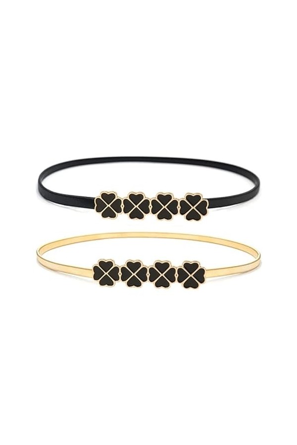 YUTTTPL 2 Pièces Étirée Ceinture Elastique Taille Métallique pour Femmes Filles Ceinture Fine Étirée élastique Taille pour Ro