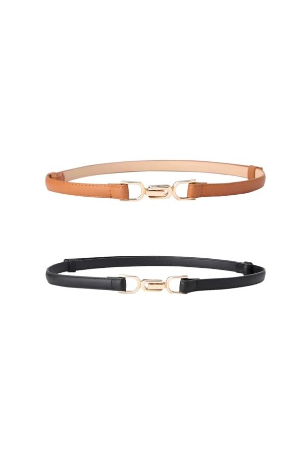 YUTTTPL 2 Pièces Étirée Ceinture Elastique Taille Métallique pour Femmes Filles Ceinture Fine Étirée élastique Taille pour Ro