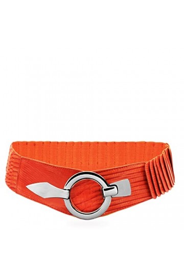 Glamexx24 Ceinture élastique pour femme - 6 cm de large - Avec anneau argenté, Strass dorés, 85 cm Taillenweite 76/108 cm 