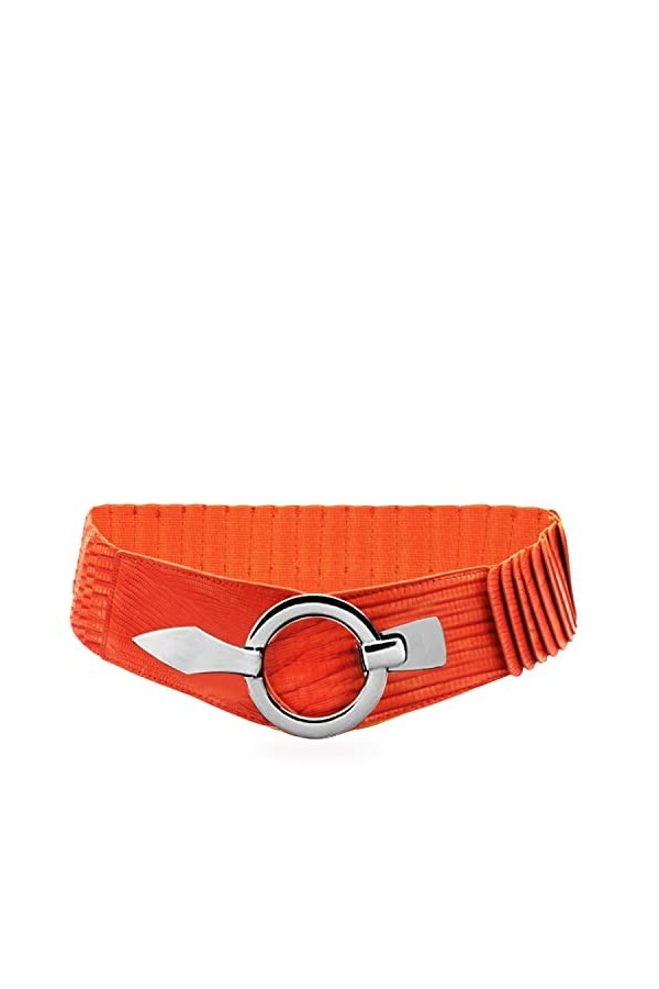 Glamexx24 Ceinture élastique pour femme - 6 cm de large - Avec anneau argenté, Strass dorés, 85 cm Taillenweite 76/108 cm 