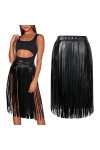 JasGood Ceinture en cuir synthétique pour femme - Avec franges - Style punk - Jupe gothique - Avec pompon - Pour jeans punk, 